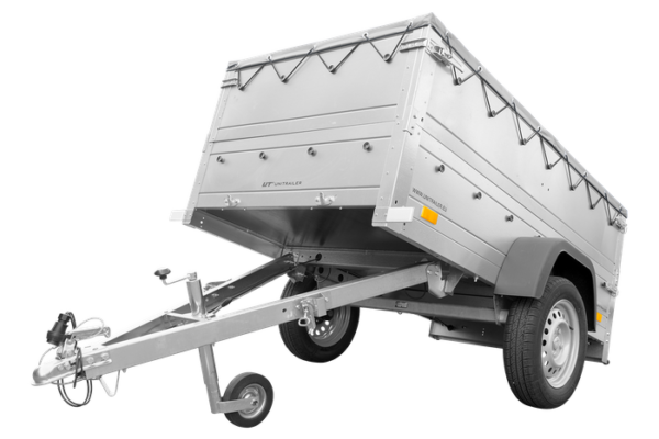 Remolque basculante UNITRAILER Garden Trailer 200 KIPP con lona plana, extensiones laterales abatibles y rueda jockey