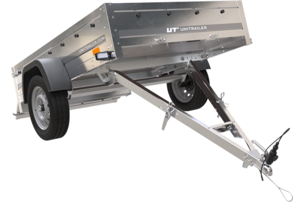 Remolque de coche UNITRAILER Garden Trailer 201 KIPP con lona plana, extensiones laterales abatibles y rueda jockey - Imagen 2