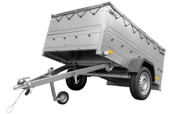 Remolque de coche UNITRAILER Garden Trailer 201 KIPP con lona plana, extensiones laterales abatibles y rueda jockey
