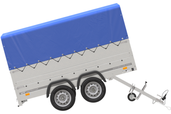 Remolque de jardín Unitrailer 264/2 KIPP Remolque de doble eje con extensiones laterales abatibles y lona alta en el arco - Imagen 3