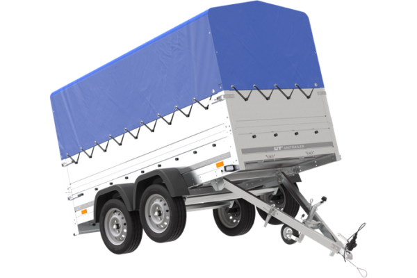 Remolque de jardín Unitrailer 264/2 KIPP Remolque de doble eje con extensiones laterales abatibles y lona alta en el arco